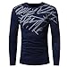 Produktbild FORH Herren Herbst Winter Mode langarmshirt Klassische Drucken T-Shirt Blusen Super soft Lange Ärmel Sweatshirt Casual Rundhals Pullover Tops Slim fit tops (M, Marine)