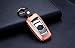 Produktbild [m. jvisun] Auto Fernbedienung Keyless Entry Key Cover Fall FOB Skin passt für BMW 1 Serie 2 (Teil Modelle) 3/GT 4 5 6 Serie X3 X4 M2 M3 M4 M5 M6, Premium Aircraft Aluminium Metall Schutzhülle Echt Leder mit Schlüssel Kette