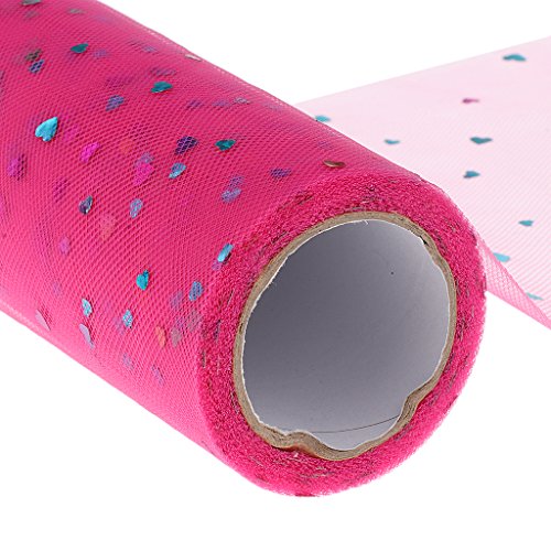 6 Zoll x 25yd Pailletten Tuellstoff Rolle Tuell Deko Tischband Hochzeit Dekoration Rosa - 7