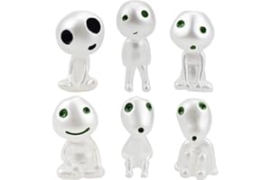 Babioms 6 Piezas Figura de Princesa Mononoke Mini Decoración de Jardín de Princesa Mononoke árbol de Elfos Muñeca Adorno de Resina Jardinería Decoración Micro Paisaje Accesorios