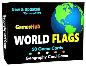 GAMESHUB Kids Country Trump Cards Geography Game, Educational Toy, General Knowledge Return Gift for Kids Ages 5-8 Years, 9-12 Year Old Boys and Girls- 50 Card, Size-10cm x 7.5 cm