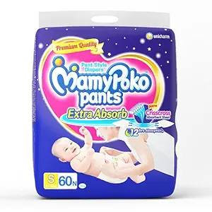 MamyPoko Pants Extra Absorb Diapers, Small (Pack of 60)