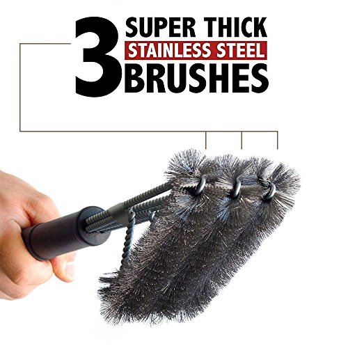 3 in 1 BBQ Grillbürste,PULNDA 18″ Grillbürste Barbecue Brush und Einen Reinigungsbürste Scraper Remover Reiniger – 360° Reinigung Edelstahl Bürstenborsten , Freien und Camping Grillbürste Barbecue Reiniger für Weber,Outdoorchef, Holzkohlegrill, Gasgrill(2 PCS) - 6