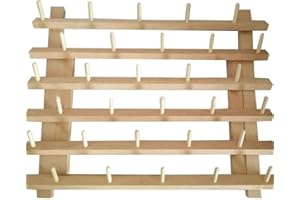 VALINK Pliable en Bois Fil Rack Support, Bobine Cônes Organiseur, Support Mural Rangement Machine Couture Broderie Matelassage Artisanat de Outils - 30 Bobines