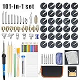 [TEMPERATURA AJUSTABLE] - Kit de soldador ajustable con perilla de ajuste de temperatura para ajustar la temperatura de la pirografía en el rango de 200-450 grados. Esta soldadura de madera cumple con los requisitos de grabado de diferentes materiales.