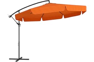 Outsunny 2.7m Garden Banana Parasol Cantilever Umbrella with Crank Handle and Cross Base for Outdoor, Hanging Sun Shade