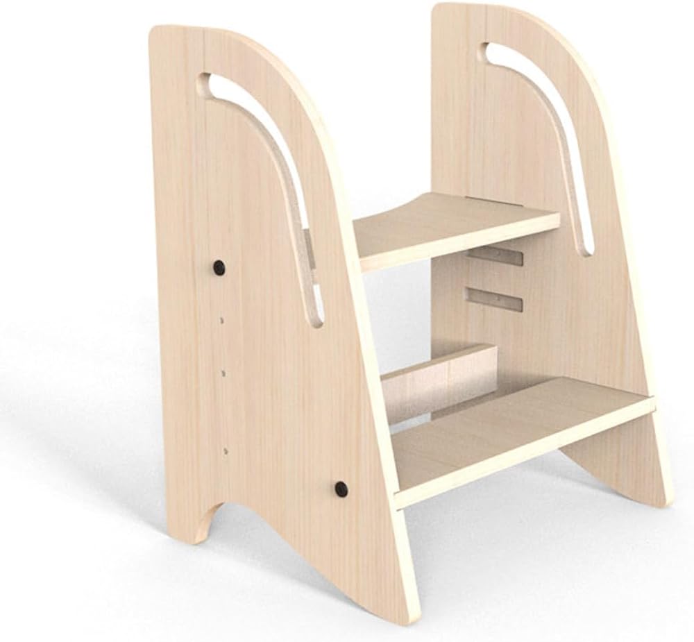 Mamatoyz StepIn High 2'si 1 Arada Ahşap Basamak ve Tabure Naturel, montessori basamak, doğal ahşap, hafif, 80 kg taşıma kapasitesi, banyo taburesi