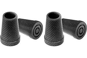 KMINA Walking Stick Rubber Ends 15mm 16mm (x4 Units), Non-Slip Rubber Replacement Cane Tip, Heavy Duty Ferrules for Crutches