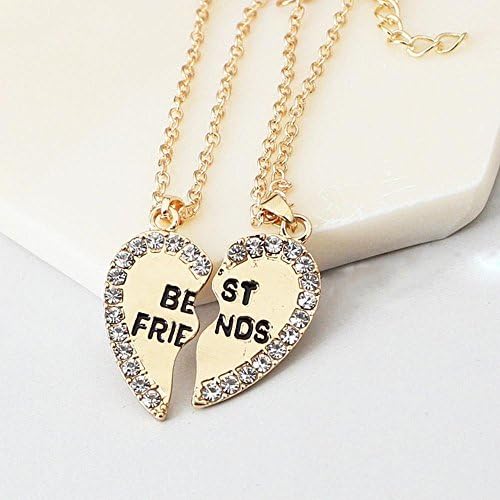 WTING Necklace Women Heart-Shaped Alloy Fashion Diamonds Best Friends Chain , gold