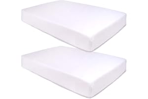 PEKITAS LOTE 2 Sábanas Bajera Ajustable Protectora Minicuna 50x80 cm 100% Algodón Blanco