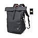 Produktbild Feilaxleer Laptop Rucksack Damen Herren, Großer Roll Top Rucksack mit USB fur 15.6 Zoll Notebook, Diebstahlsicherung Tasche Wasserdicht Daypack Schulrucksack,Schwarz