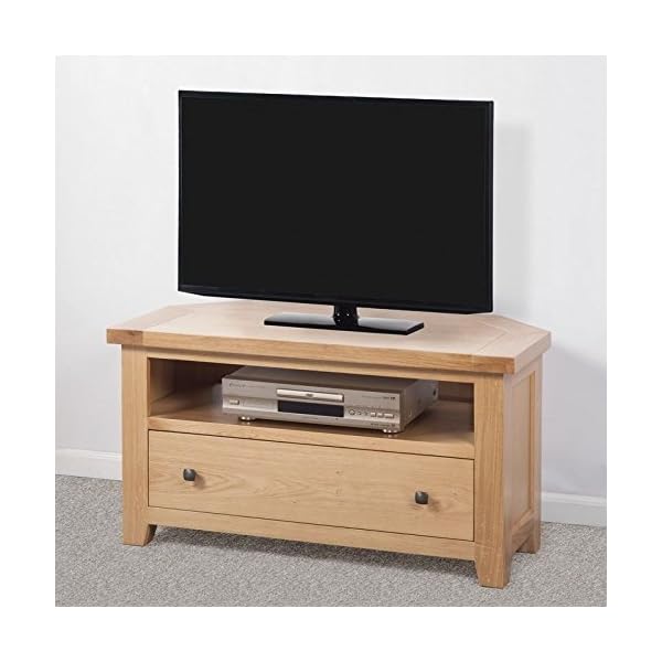 Devon Solid Oak Corner TV Unit/Natural Oak Lacquer Fully Assembled Corner TV Stand/Living Room Furniture/Hallway Furniture/Dining Room Furniture/Bedroom Furniture - Image 3
