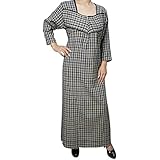 Indiatrendzs Women's Cotton Blend Nighty Check Print Sleepwear Winter Maxi Nightgown Chest : 44"
