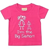 I'm The Big Sister Pink Tshirt Baby Toddler Kids Available in Sizes 0-6 Months to 14-15 Years New Baby Sister Gift