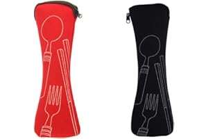 REQAG 2 Pièces Boite a Couvert Transportable,Sacs Portables Avec Fermeture éclair sac de Rangement en Néoprène pour Camping Voyage de Pique-Nique à l'École de Travail