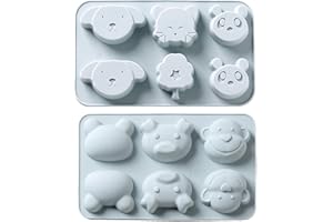 XM-ZHHY 2 pièces Silicone Moules, 6 cavités Forêt Animal Séries Silicone Moluds pour Faire des gateaux, Chocolat, Biscuit, Glaçons, Gelée Pudding pour Complément alimentaire pour enfants, DIY Fait main Savon