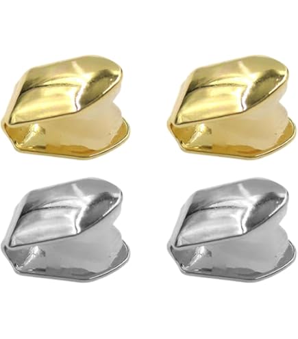 Grillz Per Dente Singolo In Argento Placcato In Oro 14K - Foto 8