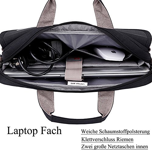 BRINCH Laptoptasche, unisex Messenger Bag Oxford Gewebe Umhängetasche Aktentasche mit Tragriemen für 17 – 17,3 Zoll Laptop / Notebook / MacBook / Ultrabook / Chromebook Computers / Apple / Acer / Asus / Dell / Fujitsu / Lenovo / HP / Samsung / Sony / Toshiba,Schwarz - 4