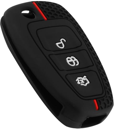 Cover Per Chiave Ford In TPU - Custodia Morbida Silicone Per Transit, Focus, Fiesta, Mondeo, Connect, Custom, Galaxy, Kuga, MK8 (3 Pulsanti, Nero)