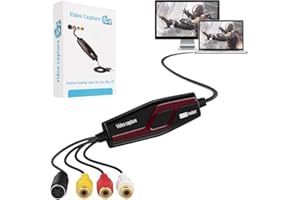 DIGITPRO Video Capture Card USB 2.0, RCA to USB Video Capture Device, Digital Video Converter to Save Digital Files for Your Mac OS X Windows 7 8 10 PC, One Touch VCR TV to DVD