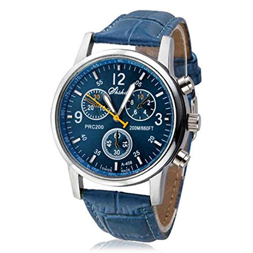 Internet Neue Uhren Luxus Mode Krokodil Kunstleder Mens Analog blau