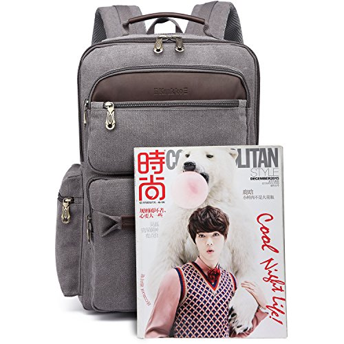 KAUKKO Canvas Laptop Rucksack Daypack Handtasche für Schul Reisen - 7
