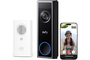 eufy trådlös säkerhetsdörrklocka med kamera C31 och ljudsignal, 2K FHD, dubbla strömalternativ, livevideosamtal, enkel instal