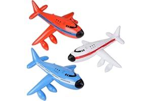 MAAK Set of 3 Inflatable Airplane Party Decorations Inflatable Airplane 72cm Red, Blue & White, Airplane Décor for Birthday Parties, Themed Parties, Perfect for Imaginative Play