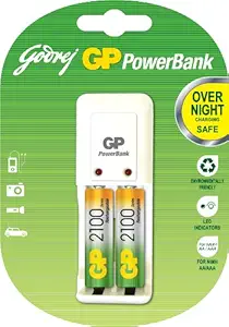 Godrej GP Charger with 2 x AA 2100mAH Batteries (Single unit)