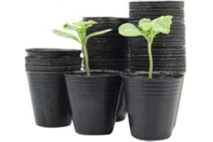 SpirWoRchlan 100pcs Plastic Plant Pots Seed Seedling Pots Flower Pots Nursery Planter Home Garden Plant Container 12x10cm