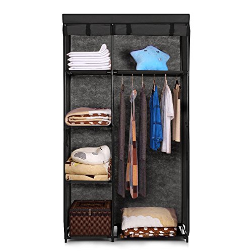 IKAYAA Faltschrank Stoffschrank Kleiderschrank mit Kleiderstange 160 x 90 x 45cm INS20489