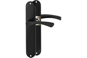 ERGO line ROMA garnitures de porte classiques, noir, poignée avec rosette sans d’orifice, ensemble de poignées avec rosette longue, garniture de porte, poignée, tige carrée de 7 mm