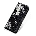 Produktbild SevenPanda Samsung S9+ Plus Brieftasche Hülle, Luxus Bling Diamant Glitter 3D DIY Feather Feder Blume PU Leder Magnetverschluss Flip Stand Ganzkörper Hülle für Samsung Galaxy S9 Plus 2018 - Schwarz