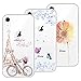 Produktbild Yokata [3 Packs] iPhone XR Hülle Silikon Transparent Durchsichtig Handyhülle Schutzhülle TPU Ultra Dünn Slim Kratzfest mit Motiv Cases Covers - Turm und Fahrrad + Blumen und Schmetterlinge + Blumen