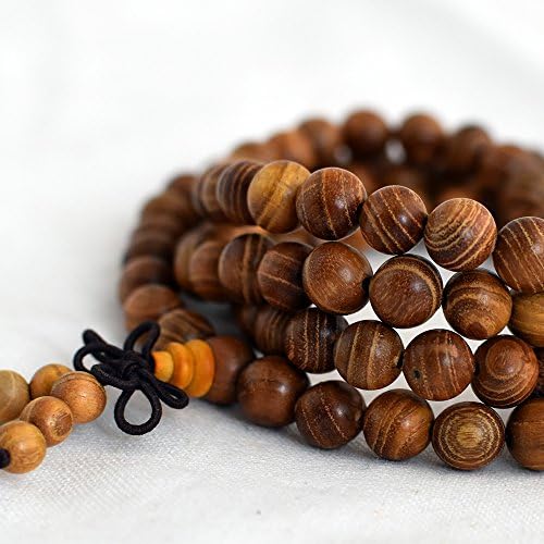 Natural Golden Yellow Sandalwood Round Wood Beads - 108 Beads - Mala Prayer Beads - 6mm