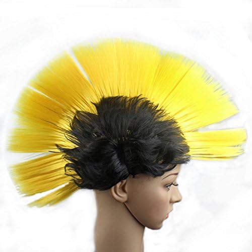Fashion Style Hallowmas Masquerade Punk Mohawk Mohican Hairstyle Cockscomb Hair Wig ( Color : Yellow )
