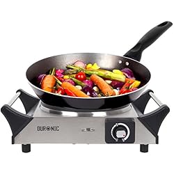Duronic HP1SS Plaque de cuisson chauffante électrique en fonte - Réchaud de 1500W avec thermostat ajustable - Poignées intégrées