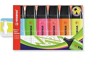 Surligneurs STABILO BOSS ORIGINAL Fluo - Pochette de 6 Surligneur Fluo Coloris Assortis