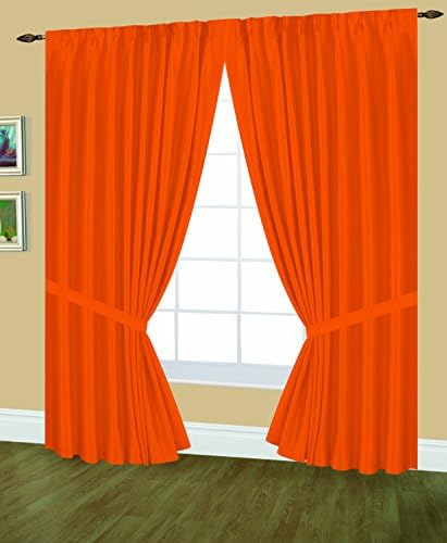 Editex Home Textiles Elaine Lined Pinch Pleated Window Curtain, 144 by 63-Inch, Neon Orange