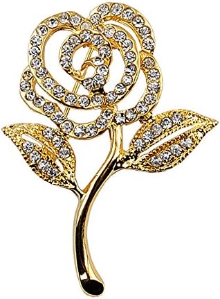 Crystal Rose Flower Brooch kc Gold Elegant Brooches & Pins Cute Fashion Jewelry