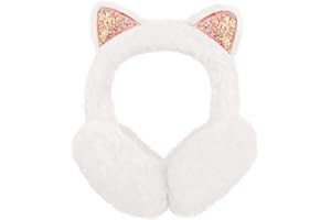 AOWVUTS Cache-oreilles pour Filles et Femme Cache Oreilles en Peluche Pliable Couvre-Oreilles Paillettes Chat Jolis Protège-oreilles Chauds Doux pour Hiver de Temps Froid