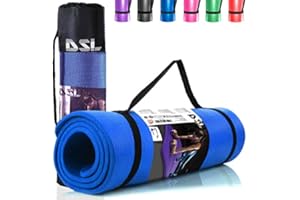 DSL DAILY SUPPLY LTD. DSL Yoga Mat, Thick Non Slip Exercise Mat - Gym Fitness Pilates Workout Mat for Women Men, 15mm Large 61 x 185cm - Black/Blue/Purple/Pink/Green/Red