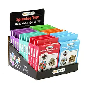 funvention spinning top kits birthday return gifts pack (set of 24 - 2 spin tops in each set) coloring steam learning kit birthday return gifts- Multi color