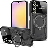 Coverzone Samsung Galaxy A16 5G ile uyumlu Kılıf Joy Joy Stand Olabilen Lens Korumalı 360&deg; Derece D&ouml;nen Halak Y&uuml;z&uuml;k Aparatlı 