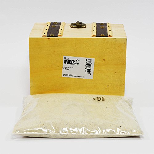 Frau Wundervoll Geldgeschenk Schatzkiste aus Holz ( 17 x 12 x 11 cm) inkl. 1 kg Sand / Truhe Holz / Schatztruhe - 2