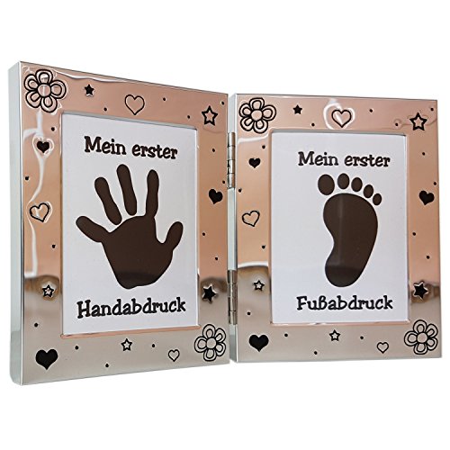 Geschenk Zur Geburt Taufgeschenk Baby Handabdruck Fußabdruck Set Mit Bilderrahmen Mein Erstes Jahr - 3