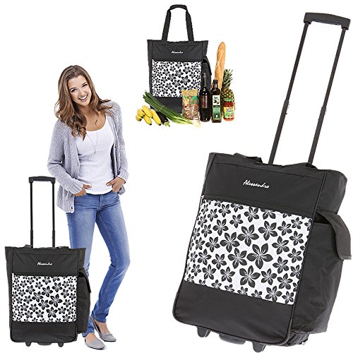 ALESSANDRO Einkaufsroller EInkaufsroller Shoppingtrolley Einkaufstrolley (FLOWER WHITE) - 9