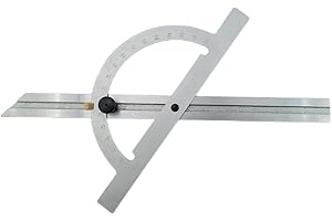 WRS WINTERHOFF WRS - Transportador de ángulos con riel ajustable, 10 – 170 °, resistente al óxido, cromado mate, con tornillo de fijación de metal, en estuche, 150 x 300 mm