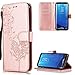 Produktbild FNBK Kompatibel mit Hülle Samsung Galaxy S8 Hülle Leder Rosegold Löwenzahn Blumen Handyhülle Leder Flip Wallet Cover Tasche Stand Case Card Slot Magnetverschluß Kratzfestes Schutzhülle