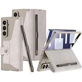 Aksesuarcim Samsung Galaxy Z Fold 7 ile Uyumlu Kılıfı Kartlıklı Kamera Lens Korumalı Kadife Tasarımlı Kalem B&ouml;lmeli Standlı İ